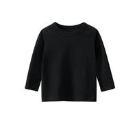 HAOLEI Camiseta Manga Larga Niña,Casual Cuello Redondo Sudadera de Algodón Sin Capucha Básico Versátil Pullover Tops Simple Color Sólido Suéter Suave Cómodo Jersey Interior Otoño Invierno 2-10 Años