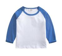 HAOLEI Camiseta Manga Larga Niño,Casual Cuello Redondo Sudadera de Algodón Sin Capucha Básico Versátil Pullover Tops Simple Color Block Suéter Suave Cómodo Jersey Interior Otoño Invierno 2-12 Años