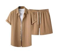 HAOLEI Chandal Hombre Completo,Conjunto Punto de 2 Piezas Camisas Manga Corta y Pantalones Cortos de Verano para Hombres Cómodo y Transpirable Traje de Ocio Ropa Deportiva de Moda Casual