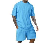 HAOLEI Chandal Hombre Completo Ofertas,Conjunto Verano Hombre de 2 Piezas Camisas Manga Corta y Pantalones Cortos de Verano para Hombres Cómodo y Transpirable Traje de Ocio Ropa Deportiva de Algodón