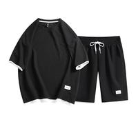 HAOLEI Chandal Hombre Completo Rebajas,Conjunto Verano Hombre de Dos Piezas Casual Oversize Camisetas Manga Corta y Pantalones Cortos Cómodo y Transpirable Traje de Ocio Ropa Deportiva de Moda Casual