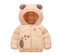 HAOLEI Chaqueta Acolchada Niño Niña Abrigo de Plumas con Capucha de Orejas Lindo Chaquetas con Estampado de Capybara Grueso Cálido Cazadora Chandal Otoño e Invierno Suave Cómoda Plumifero 2-7 Años
