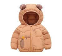 HAOLEI Chaqueta Acolchada Niño Niña Abrigo de Plumas con Capucha de Orejas Lindo Chaquetas con Estampado de Capybara Grueso Cálido Cazadora Chandal Otoño e Invierno Suave Cómoda Plumifero 2-7 Años