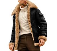 HAOLEI Chaqueta Cuero Hombre,Chaqueta Hombre Invierno de Forro de Felpa Talla Grande Grueso y Cálido Chaqueta Moto Hombre de Cuello de Piel Casual Cremallera Multibolsillos Cazadora Cuero Hombre