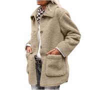 HAOLEI Chaqueta Forro Polar Mujer,Abrigo Mujer de Felpa Doble Faz Cardigan Suave Cómodo Cuello Solapa Chaqueta con Bolsillos Cálido Moda Casual Color Sólido Cazadora Mujer Invierno Caliente Outwear