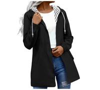 HAOLEI Chubasquero Mujer Tallas Grandes Chaqueta Impermeable con Capucha Ligero Transpirable Cortaviento con Cremallera Chaquetas Trench Deporte Transpirable Waterproof Reutilizable Gabardina Mujeres