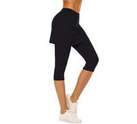HAOLEI Falda Pantalon Mujer,Leggins Deportivos Mujer Push Up con Falda Cintura Alta Elásticos Pantalones Capris Slim Fit Leggings Deportivos de Corte Ajustado Ligero Cómodo Pantalon Gimnasio Pilates
