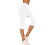 HAOLEI Falda Pantalon Mujer,Leggins Deportivos Mujer Push Up con Falda Cintura Alta Elásticos Pantalones Capris Slim Fit Leggings Deportivos de Corte Ajustado Ligero Cómodo Pantalon Gimnasio Pilates