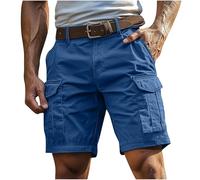 HAOLEI Pantalones Cortos Hombre Deporte,Pantalones Cortos Cargo Informales para Hombre Sueltos Cintura Alta Pantalon Corto Permeables con Multibolsillos Color Liso Bermuda Retro Pantalón Trabajo