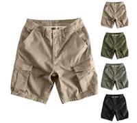 HAOLEI Pantalones Cortos Hombre Deporte,Pantalones Cortos Cargo Informales para Hombre Sueltos Cintura Alta Pantalon Corto Permeables con Multibolsillos Color Liso Bermuda Retro Pantalón Trabajo