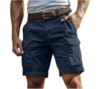 HAOLEI Pantalones Cortos Hombre Deporte,Pantalones Cortos Cargo Informales para Hombre Sueltos Cintura Alta Pantalon Corto Permeables con Multibolsillos Color Liso Bermuda Retro Pantalón Trabajo