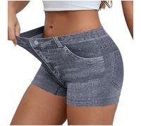 HAOLEI Pantalones Cortos Mujer Mallas Cortas de Imitación de Mezclilla Leggins Deportivos Mujer Push Up Cortos Leggings Sin Costuras Elasticos Mallas Cintura Alta Leggins Transpirable Pilates Running