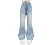 HAOLEI Pantalones Vaqueros Niña Adolescente Baggy Pantalon Acampanado de Mezclilla para Niñas Jeans Casuales Pantalón Rectos con Cintura Elástica Moda Denim Chica para Cuatro Estaciones 3-16 Años