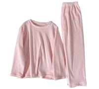 HAOLEI Pijama Invierno Mujer - Conjunto Polar de Camiseta Manga Larga y Pantalón Largo - Color Sólido, Suave, Cálido y Cómodo - Forro Polar Coralina