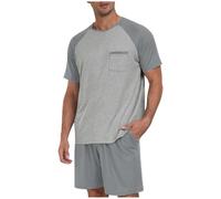 HAOLEI Pijamas Hombre Verano Rebajas,Talla Grande Conjunto Verano Hombre Pijama Corto con Camisetas Manga Corta y Pantalones Cortos Cómodo y Transpirable Conjunto de Pijama Ocio Traje de Casa