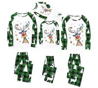 HAOLEI Pijamas Navidad Familia,Pijama Navidad Familia Pareja Cuadros Rojos y Negros Pijama Natal Familia con Estampado de Renos Pijamas Navideños de Mujer Hombre Niña Bebe Invierno Regalo 2024