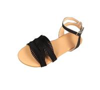 HAOLEI Sandalias Barefoot Mujer Rebajas,Sandalias Planas Mujer Moda Vintage Puntera Abierta Sandalia de Suave Piel Sintética Minimalismo Versátiles Sandals con Decoración de Borlas Elegante Chanclas