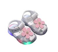 HAOLEI Sandalias Niña Ofertas,Cangrejeras Niña Verano Lindo Sandalias Planas con Decoración Floral Zapatos Punta Cerrada de Playa de Suela Suave Suave Sandalia Casuales para Niñas Zapatillas Verano