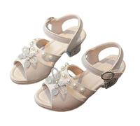 HAOLEI Sandalias Niña,Sandalias de Vestir de Tacón Bajo con Punta Abierta para Niñas Moda Versátil Zapatos Princesa con Mariposa de Pedrería y Perlas Sandalia Elegante para Fiestas Boda Invitada