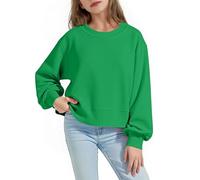HAOLEI Sudadera Niño Niña,Sudadera Negra Sin Capucha Casual Cuello Redondo Camiseta Manga Larga Sueltos Color Sólido Jersey Adolescente Básico Simple Pullover Top Ropa Otoño Invierno 5-15 Años