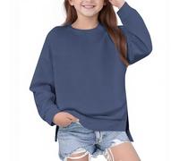 HAOLEI Sudadera Niño Sin Capucha,Casual Cuello Redondo Sudaderas Manga Larga para Niñas y Niños Color Sólido Ocio Jersey Adolescente Sueltos Cómodo Pullover Básico Suéter Otoño Invierno 5-14 Años