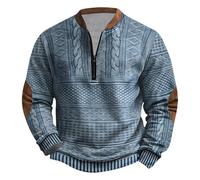 HAOLEI Sudadera Sin Capucha Hombre,Tallas Grandes Sudaderas Hombres Jacquard con 1/4 Cremallera Vintage Estampado Sweatshirt Manga Larga Holgados Jersey Otoño e Invierno Cómoda Pullover Hombre 2025