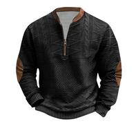 HAOLEI Sudadera Sin Capucha Hombre,Tallas Grandes Sudaderas Hombres Jacquard con 1/4 Cremallera Vintage Estampado Sweatshirt Manga Larga Holgados Jersey Otoño e Invierno Cómoda Pullover Hombre 2025