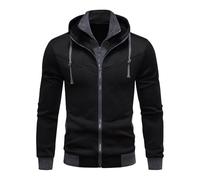 HAOLEI Sudaderas Hombres con Capucha,Chaqueta Deportiva Hombre de Cremallera Completa Color Sólido Sudadera Manga Larga con Bolsillos Casual Sueltos Hoodie Sencilla Casual Outwear Otoño e Invierno