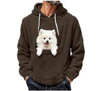 HAOLEI Sudaderas Hombres con Capucha de Forro Polar Casual Color Sólido Sudaderas con Bolsillo para Mascotas Suave y Cómoda Hoodie con Bolsillo para Gatitos y Perros Sueltos Casual Sweatshirt