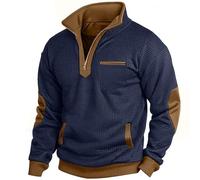 HAOLEI Sudaderas Hombres Sin Capucha,Sudadera Hombre de Manga Larga con Cremallera y Bolsillos Cuello V Suéter de Color Block Casual Pullover Deportiva Cómoda Sweatshirt Jersey Otoño e Invierno 2025