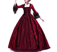 HAOLEI Vestido Medieval Mujer,Vintage Vestido Victoriano Mujer con Encaje Estilo Retro Maxi Vestido Gotico Mujer Vestido de Princesa Renacentista para Baile de Máscaras Disfraz Mujer Halloween