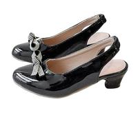 HAOLEI Zapatos Tacon Niña,Sandalias Cerradas de Tacón Bajo con Punta Afilada para Niñas Zapatos Princesa Elegantes con Lazo de Pedrería Moda Versátil Sandalia para Fiestas Comunión Bodas Cumpleaños