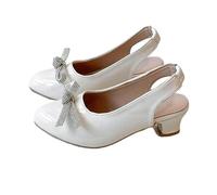 HAOLEI Zapatos Tacon Niña,Sandalias Cerradas de Tacón Bajo con Punta Afilada para Niñas Zapatos Princesa Elegantes con Lazo de Pedrería Moda Versátil Sandalia para Fiestas Comunión Bodas Cumpleaños