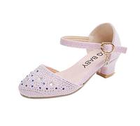 HAOLEI Zapatos Tacon Niña,Zapatos Princesa Niñas Elegante Sandalias de Vestir Purpurina para Niñas Moda Minimalismo Bailarinas Chica con Hebilla Ajustable Merceditas Niña Primavera y Verano 5-12 Años