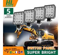 HAOLIDE - Faro de Trabajo LED de 48 W y 16 SMD, 4 Pulgadas, Luz Antiniebla Delantera para Automóvil, 12 V, 24 V, Camioneta, SUV, 4X4, 4WD, Faros de Ingeniería, Faro Todoterreno 4inch 4PCS