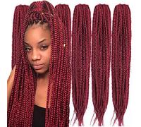 Haolocs 6 paquetes/lote (14/18/24/30) pulgadas 3 cajas de trenzas trenzadas de crochet pelo Mrico Box trenzas de ganchillo de 1 cm de diámetro fino trenzado sintético extensiones de cabello (BUG, 45,5