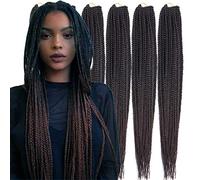 Haolocs Lote de 6 unidades (14/18/24/30) pulgadas 3 cajas de trenzas trenzadas de ganchillo de 1 cm de diámetro fino trenzado sintético extensiones de pelo (T1B/33, 14 pulgadas)