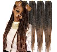 Haolocs Lote de 6 unidades (14/18/24/30) pulgadas, 3 cajas medianas, trenzas, crochet, 1 cm de diámetro fino, extensiones de pelo sintético trenzado (T1B/27, 30 pulgadas)