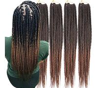 Haolocs Lote de 6 unidades (14/18/24/30) pulgadas, 3 cajas medianas, trenzas, crochet, 1 cm de diámetro fino, extensiones de pelo sintético trenzado (T1B/30, 18 pulgadas)