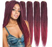 Haolocs Lote de 6 unidades (14/18/24/30) pulgadas, 3 cajas medianas, trenzas, ganchillo, 1 cm de diámetro fino, extensiones de pelo sintético trenzado, trenzas trenzadas (T1B/BUG, 30 pulgadas)