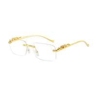HAOMAO Gafas de Sol rectangulares sin Montura con decoración de Guepardo Retro para Mujeres y Hombres, Lentes Transparentes con Lentes de océano, Sombras Uv400 Transparentes