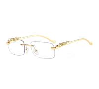 HAOMAO Gafas de Sol rectangulares sin Montura Uv400 con decoración de Guepardo Retro para Mujeres y Hombres, Lentes Transparentes para el océano, Sombras Transparentes