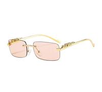 HAOMAO Gafas de Sol rectangulares sin Montura Uv400 con decoración de Guepardo Retro para Mujeres y Hombres, Lentes Transparentes para el océano, Sombras, champán
