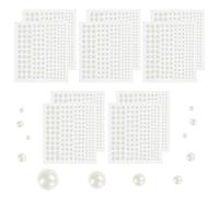 HAOMEEDUO 1650 Pcs/10 Hojas Perlas Adhesivas para Manualidades 3 mm 4 mm 5 mm 6 mm Perlas Maquillaje Cara Perlas Autoadhesivas para Cara Ojos Perlas de Espalda Plana para Manualidades Maquillaje