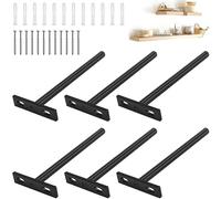 HAOMEEDUO 6 Pcs Soporte Oculto Estanteria pared Ø10x150mm Soporte Balda Flotante Soporte Estante Invisible Máximo 20 Kg por Cada Soporte Estantería Negro para Balda de Madera + 12 Tornillos 12 Tacos