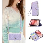 HAONANDE Funda Cartera para Realme 14 5G/Realme 14T, Funda Libro de Cuero con Tarjetero, Cremallera, Correa Bandolera, Magnético, Soporte, Carcasa Antigolpes Elegante para Mujer Morado