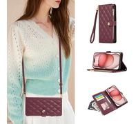 HAONANDE Funda Cartera para Xiaomi Poco X6 Pro 5G, Funda Libro de Cuero con Tarjetero, Cremallera, Correa Bandolera, Magnético, Soporte, Carcasa Antigolpes Elegante para Mujer Rojo Oscuro