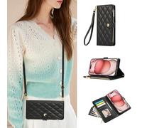 HAONANDE Funda Cartera para Xiaomi Redmi Note 10 5G, Funda Libro de Cuero con Tarjetero, Cremallera, Correa Bandolera, Magnético, Soporte, Carcasa Antigolpes Elegante para Mujer Negro