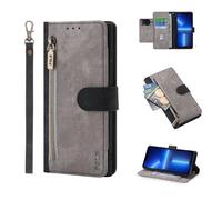 HAONANDE Funda Flip para Itel A90 4G,Carcasa Libro con Tapa de Cuero Folio Magnética Billetera Plegable Case con Ranura para Tarjeta,Soporte,Protección RFID Gris