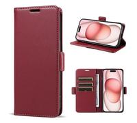 HAONANDE Funda Flip para Vivo Y11S con Tapa,Carcasa Tipo Libro de Piel Cuero Folio Magnética Billetera Case con Ranura para Tarjeta,Soporte Plegable,Bloqueo RFID Rojo